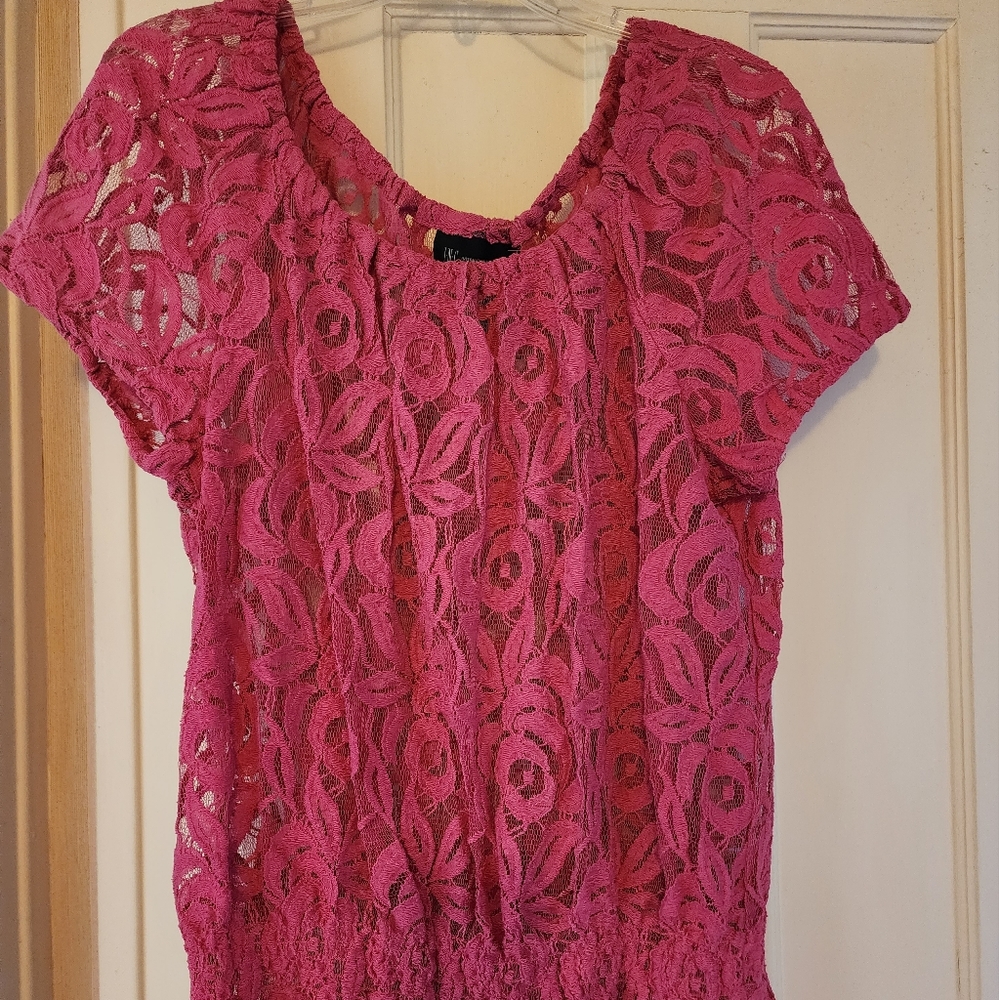 INC XL Pink Lace Blouse